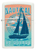 Front view of Zippo Buck Wear Nautical Design White Matte Windproof Lighter.