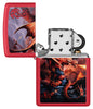 Zippo Anne Stokes Fire Dragon Design Red Matte Windproof Lighter with its lid open and unlit.