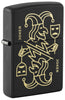 Front shot of Zippo Masked Joker Design Black Matte Windproof Lighter standing at a 3/4 angle.