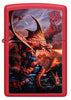 Front view of Zippo Anne Stokes Fire Dragon Design Red Matte Windproof Lighter.