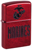 Front shot of Zippo U.S. Marine Corps Candy Apple Windproof Lighter standing at a 3/4 angle.