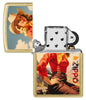Zippo Rancher Design Regular Street Brass Windproof Lighter with its lid open and unlit.