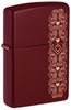 Front shot of Zippo Heart Garland Design Merlot Windproof Lighter standing at a 3/4 angle.