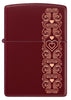 Front view of Zippo Heart Garland Design Merlot Windproof Lighter.