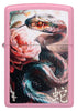 Front view of Zippo Mazzi® Snake and Flower Design Pink Matte Windproof Lighter.