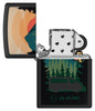 Zippo RAM Black Matte Windproof Lighter with its lid open and unlit.