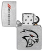Zippo Dodge Street Chrome Windproof Lighter with its lid open and unlit.
