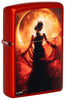 Front shot of Zippo Mazzi® Woman Silhouette Metallic Red Windproof Lighter standing at a 3/4 angle.