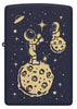 Front view of Zippo Lost in Space Design Navy Matte Windproof Lighter.