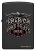 Front view of Zippo Buck Wear Eagle Design Black Matte Windproof Lighter.