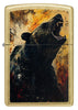 Front view of Zippo Grizzly Roar Design Street Brass Windproof Lighter.