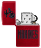 Zippo U.S. Marine Corps Candy Apple Windproof Lighter with its lid open and unlit.