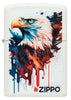 Front view of Zippo Painted Eagle Design White Matte Windproof Lighter.