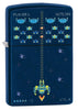 Pixel Game Navy Matte windproof lighter facing forward at a 3/4 angle