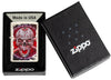 Skull Design Mercury Glass Windproof Lighter in its packaging