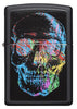 Front view of Colorful Skull Black Matte Windproof Lighter