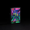 GIF of Black Light Trippy Mushroom Black Matte Windproof Lighter switching from glowing in the black light, to not glowing.