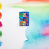 Lifestyle image of Zippo Pop Art Design Sky Blue Matte Windproof Lighter.