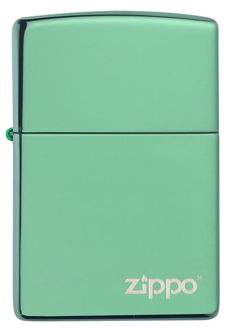 Front of Classic High Polish Green Zippo Logo Windproof Lighter