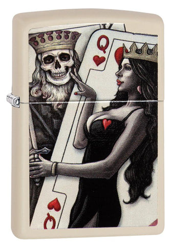 29393, Skull King Queen Card with Queen of Hearts, Color Image, Cream Matte Finish