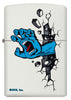 Front of Santa Cruz Screaming Hand White Matte Windproof Lighter