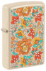 Front shot of Vintage Floral Design Flat Sand Windproof Lighter standing at a 3/4 angle.